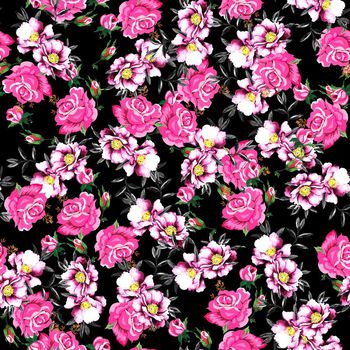 668829-乱花花卉玫瑰黑