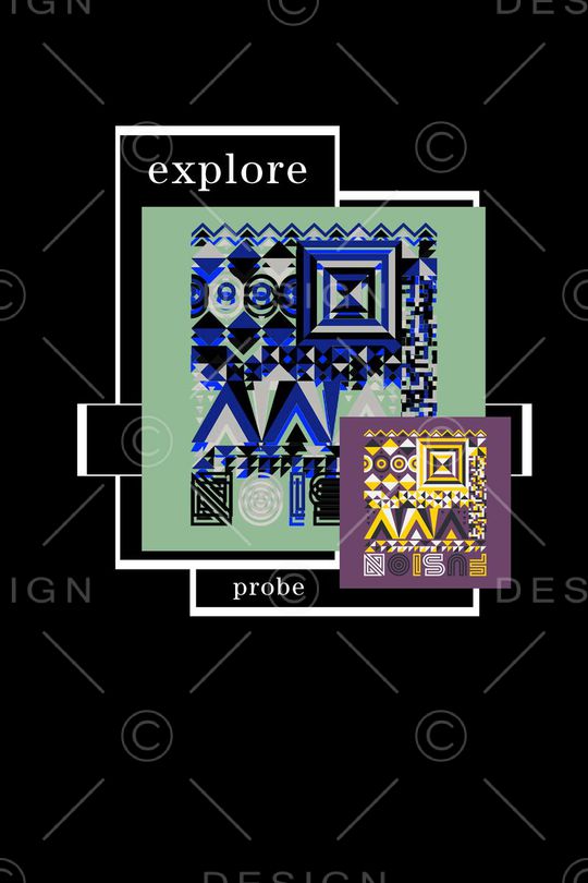 几何线条方块印花华亿平台图片