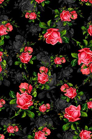 抽象手绘满版花卉印花华亿平台图片