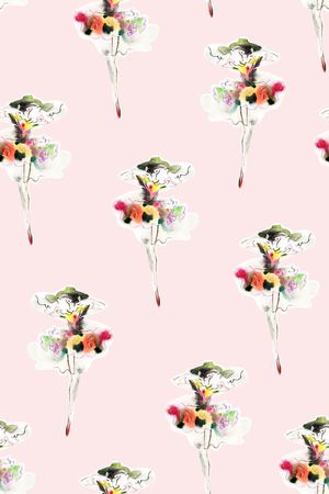 抽象手绘满版水彩画印花华亿平台图片