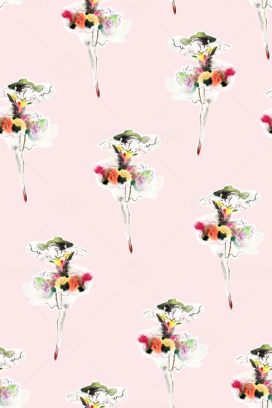 抽象手绘满版水彩画印花华亿平台图片