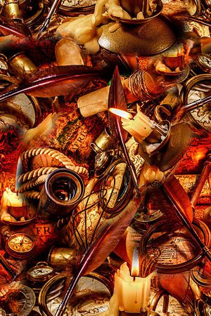 时尚抽象手绘树叶羽毛蜡烛印花印花华亿平台图片