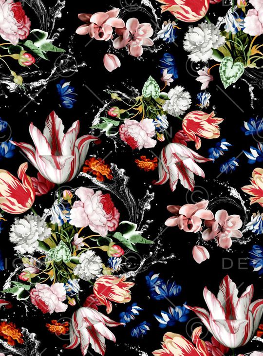 手绘罂粟花印花华亿平台图片