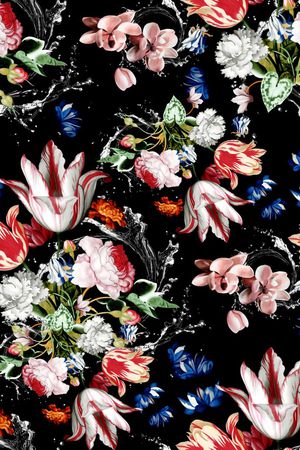 手绘罂粟花印花华亿平台图片