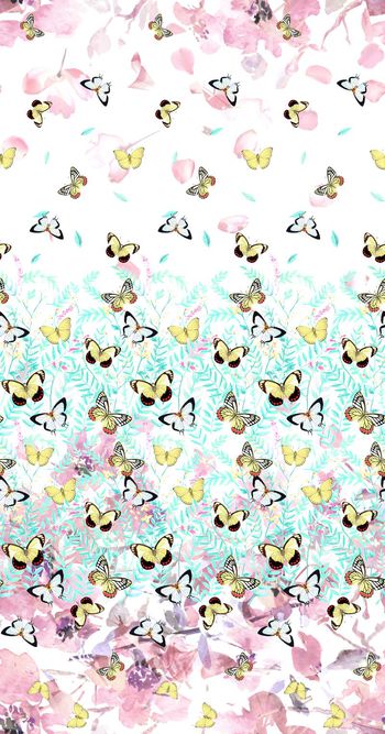 669937-蝴蝶花丛水彩花卉渐变叠加1