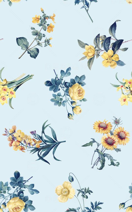 黄花朵印花华亿平台图片