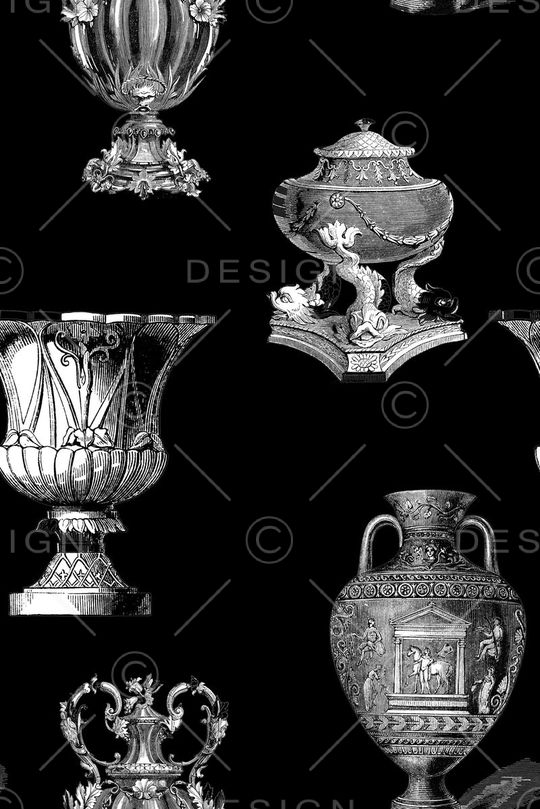 时尚抽象手绘几何条纹花瓶数码印花印花华亿平台图片