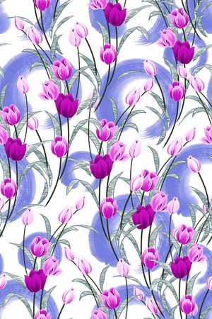 手绘花卉印花华亿平台图片