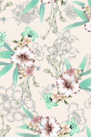 田园花卉印花华亿平台图片