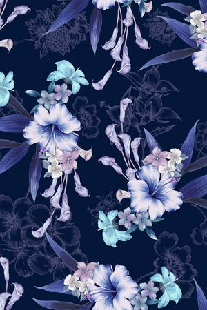 田园花卉印花华亿平台图片