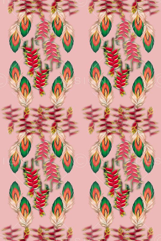 热带花卉意向印花华亿平台图片