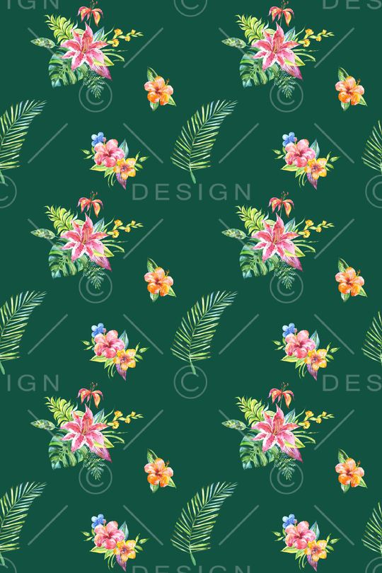 水彩植物印花华亿平台图片