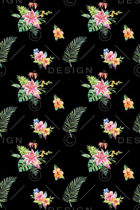 水彩植物印花华亿平台图片