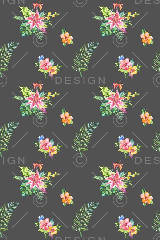 水彩植物印花华亿平台图片