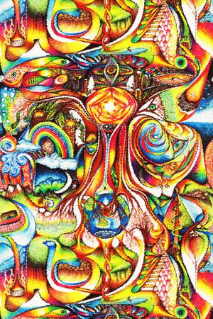 手绘蜡笔画印花华亿平台图片