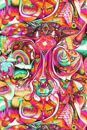 手绘蜡笔画印花华亿平台图片