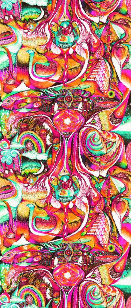 手绘蜡笔画印花华亿平台图片