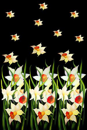 抽象手绘满版花卉印花华亿平台图片