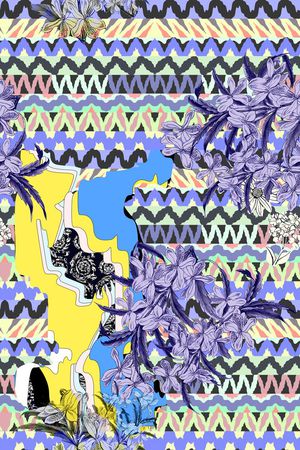 几何花纹印花华亿平台图片