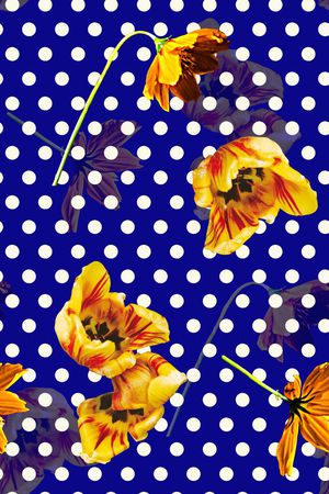 时尚抽象手绘女装裙子波点花卉数码印花印花华亿平台图片