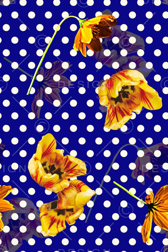 时尚抽象手绘女装裙子波点花卉数码印花印花华亿平台图片