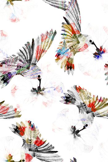 热带丛林水彩花卉印花华亿平台图片