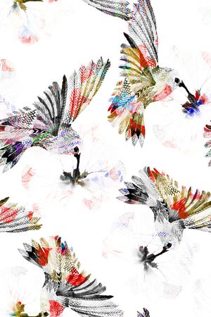 热带丛林水彩花卉印花华亿平台图片