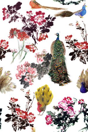 牡丹印花华亿平台图片