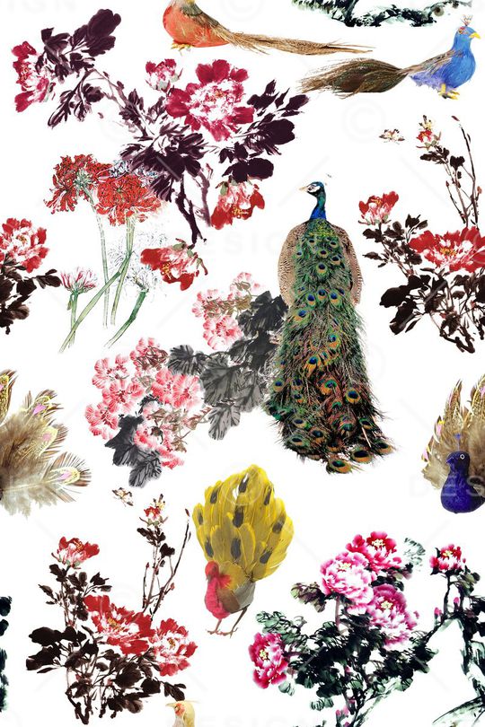 牡丹印花华亿平台图片