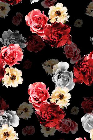 暗黑花卉印花华亿平台图片