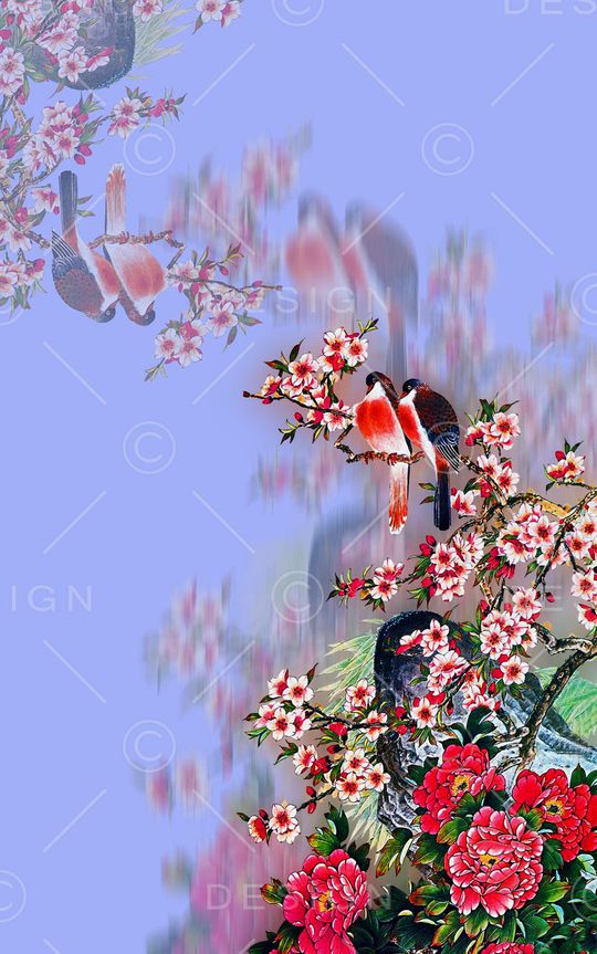 时尚潮流中国风花鸟印花印花华亿平台图片