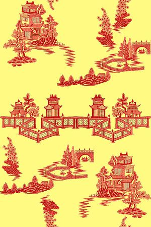 山水画印花华亿平台图片