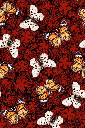 蕾丝、蝴蝶、色块花印花华亿平台图片