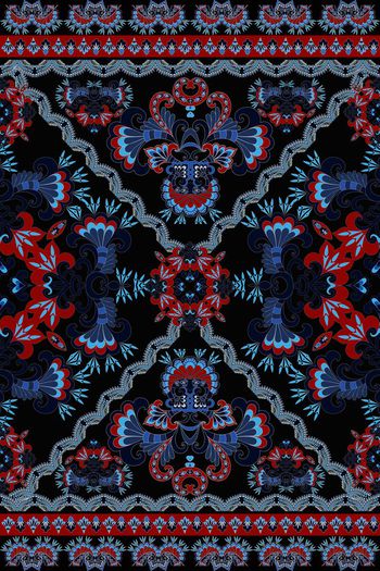 671482-民族风几何花卉系列3 黑底