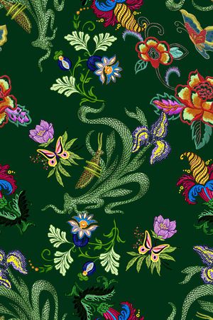 时尚抽象绣花花卉数码印花印花华亿平台图片