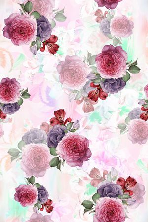 手绘花卉印花华亿平台图片