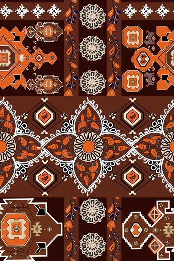 672050-复古民族风几何 枣红底