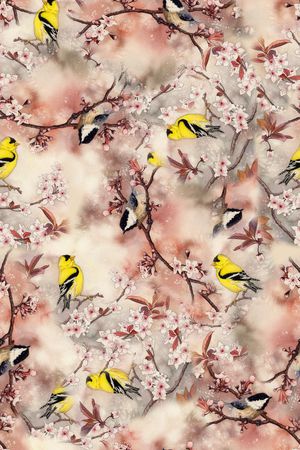 时尚抽象手绘女装裙子植物花鸟水数码印花印花华亿平台图片