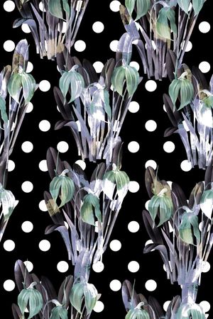 抽象手绘满版水彩花卉印花华亿平台图片