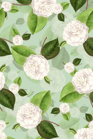 翠绿清新花卉印花华亿平台图片