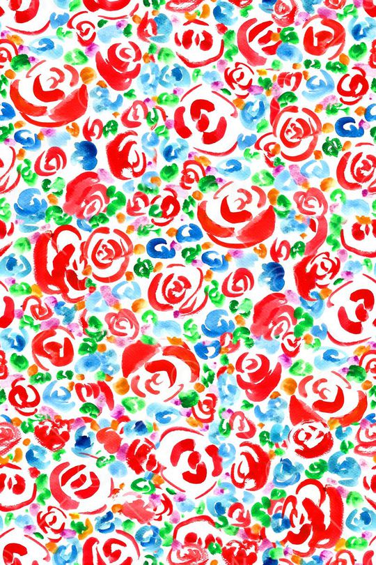 手绘玫瑰印花华亿平台图片