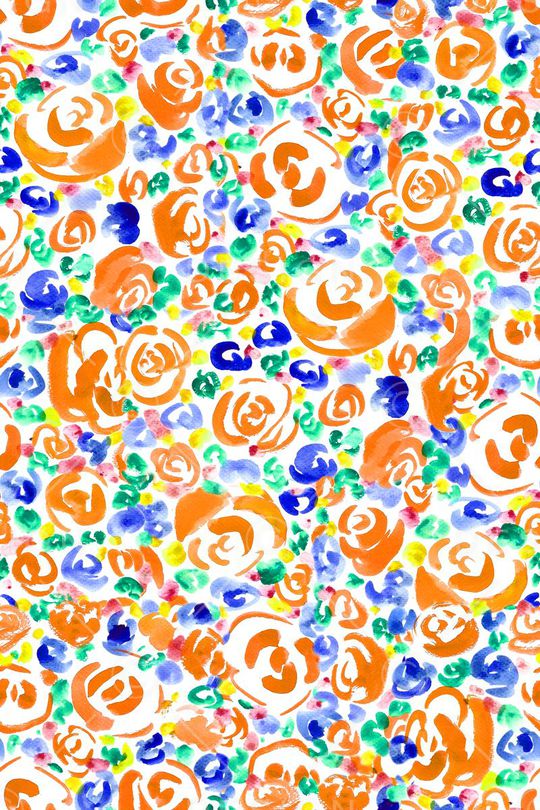 手绘玫瑰印花华亿平台图片