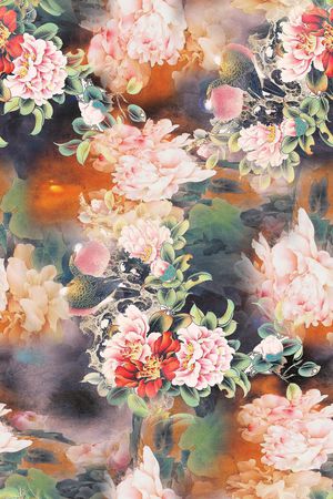 牡丹印花华亿平台图片