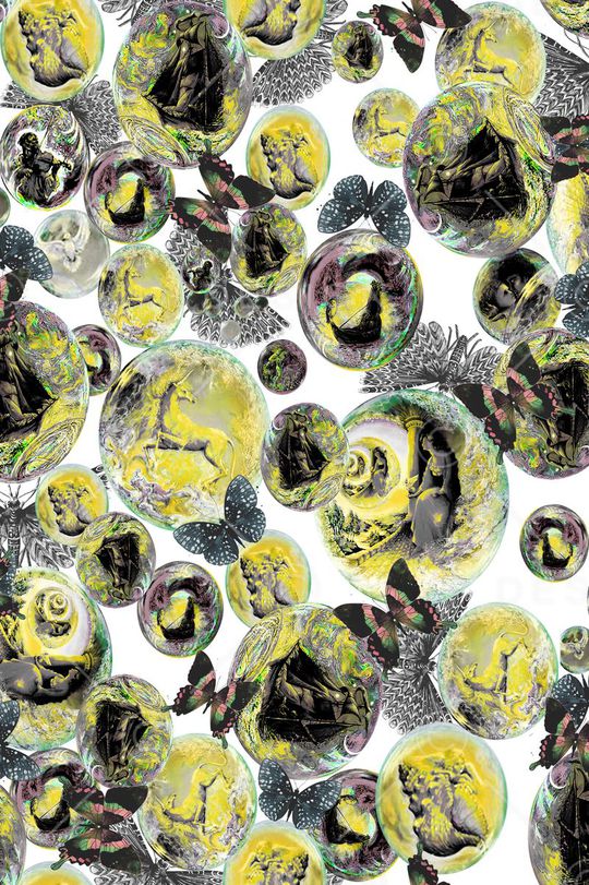 神话人物印花华亿平台图片