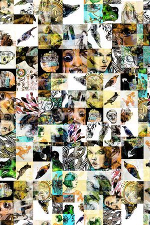 抽象人物印花华亿平台图片