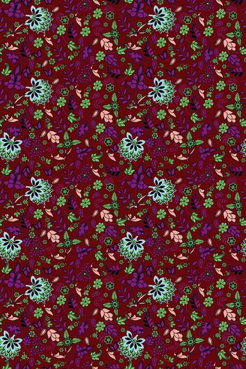 672867-民族风小碎花 枣红底