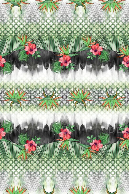 手绘花卉水彩花印花华亿平台图片