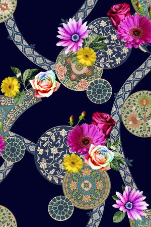 青花瓷印花华亿平台图片