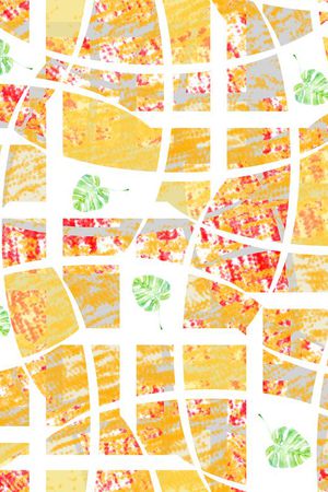 芭蕉叶几何虚拟色块印花华亿平台图片