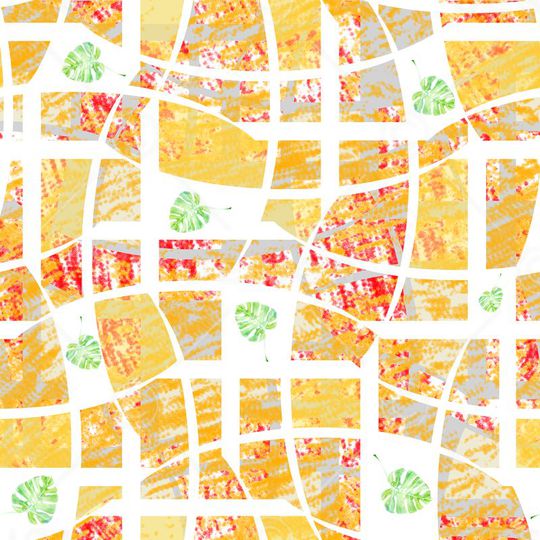 芭蕉叶几何虚拟色块印花华亿平台图片